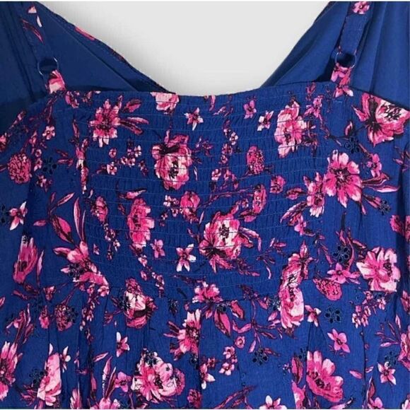 Torrid Blue & Pink Floral Peplum Eyelet Gauzy Tank Cami Sz 3X - Picture 7 of 15